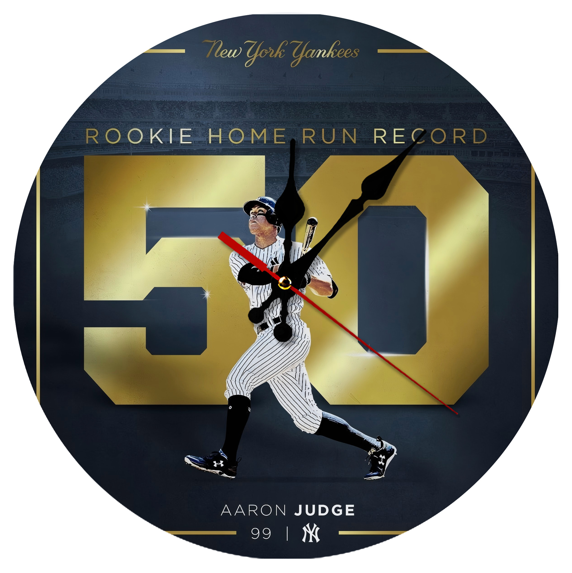 Aaron Judge 50 Home Runs 3 Silent Round Wall Clock – Modern & Stylish DIY Design, Durable Wood Construction, Easy To Install – Perfect For Office, Bedroom, Living Room, And More